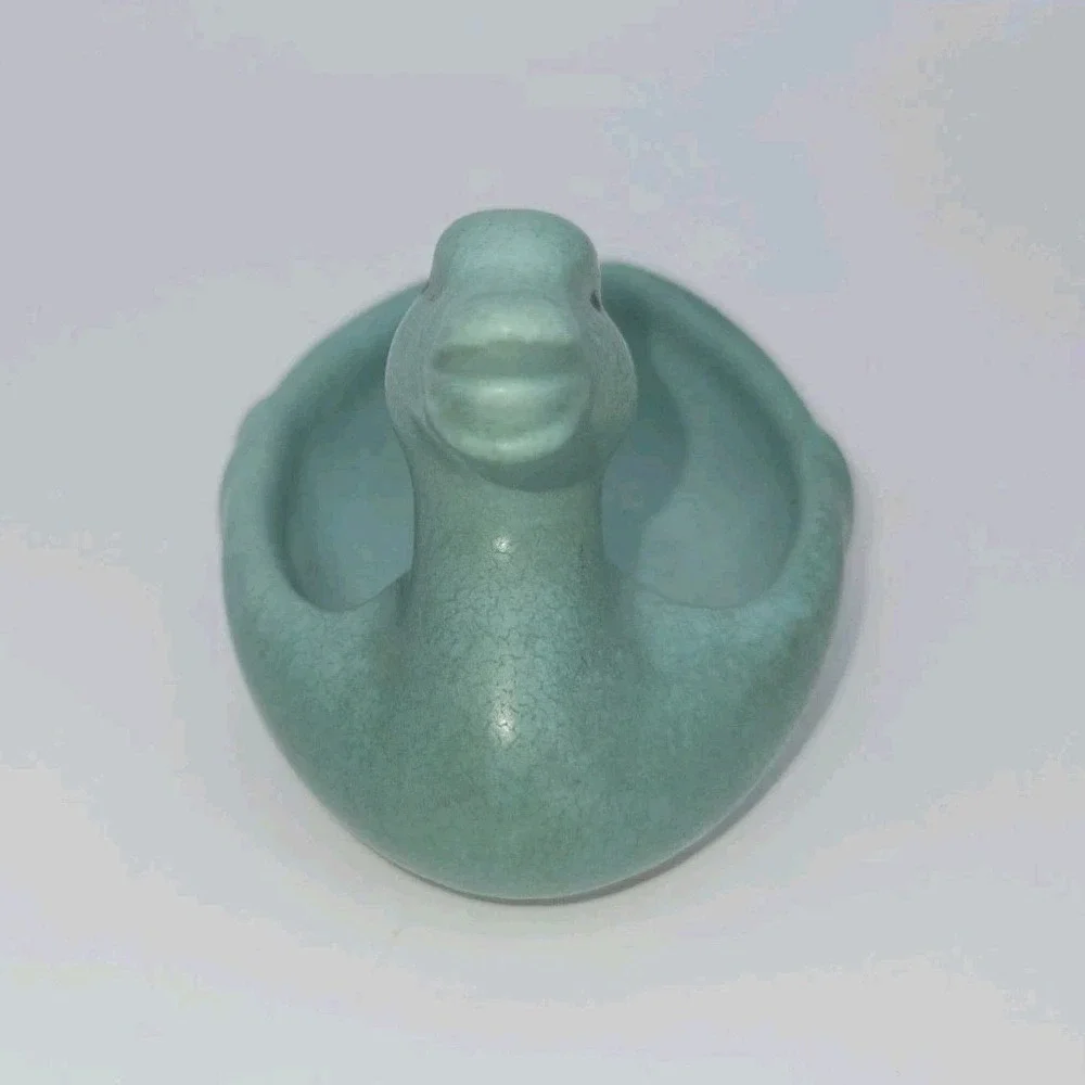 Weller Pottery Duck Pin Tray Turquoise Green Art Pottery 1930s Signed Vintage
